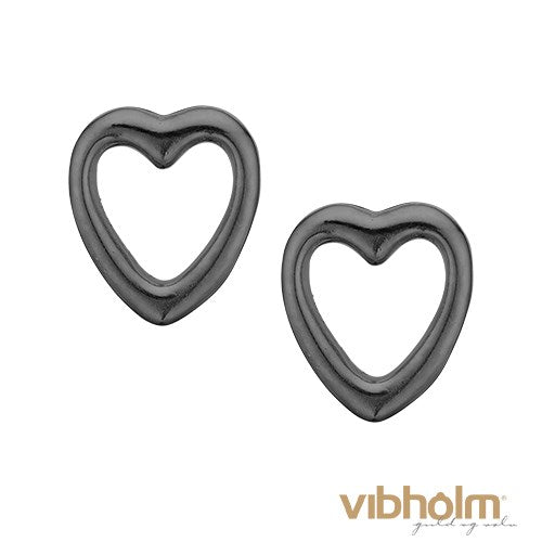 Christina Jewelry & Watches - Open Hearts Ørestikker - sort ruthineret sølv 671-B05